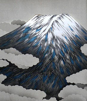 Mt. Fuji, japanese painting on kimono back