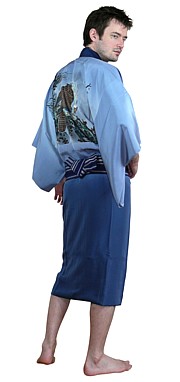 japanese man's silk hand painted kimono, vintage