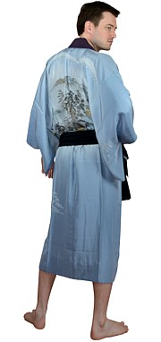 japanese man's silk hand painted kimono, vintage