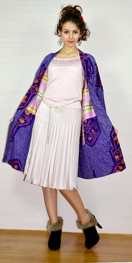 japanese woman's silk haori jacket, vintage