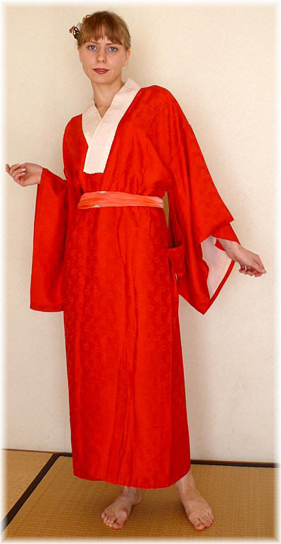 japanese woman's silk antique kimono juban