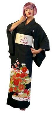 japanese black formal kimono TOMESODE, antique
