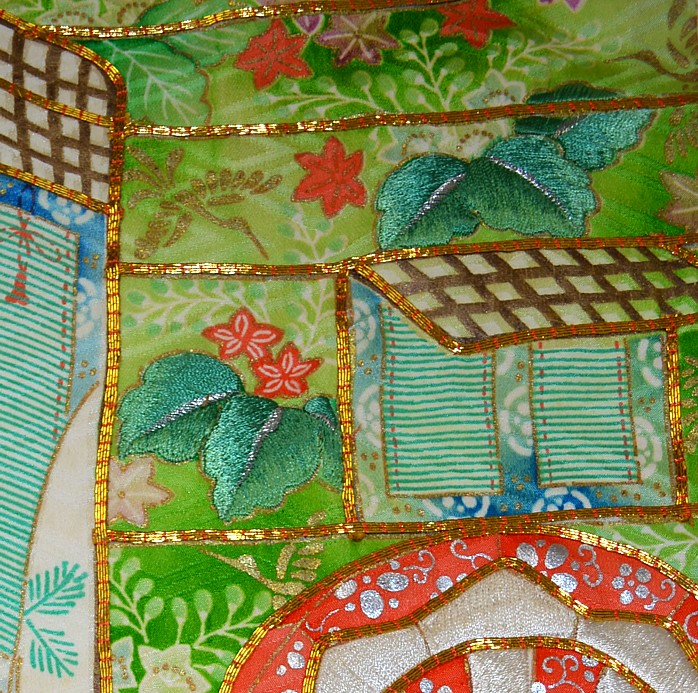 details of embroidery on japanese  kimono