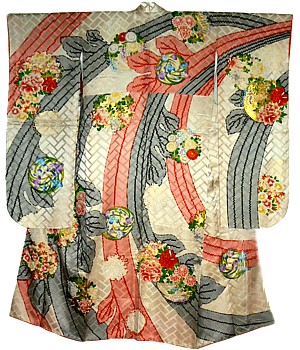 japanese wedding silk gilded  kimono
