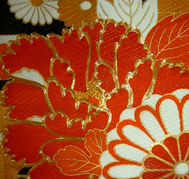 japanese kimono: detail of embroidery