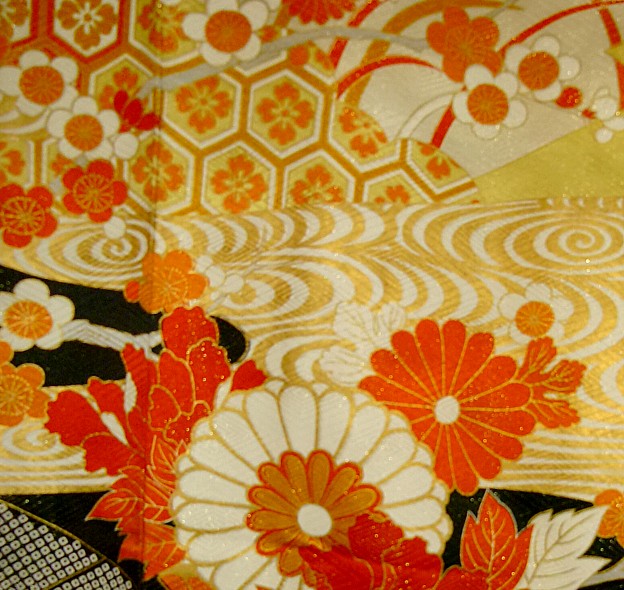 japanese kimono: detail of fabric design