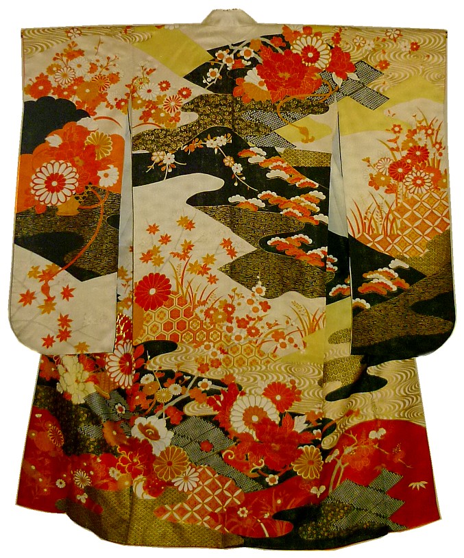 japanese woman's silk kimono, 1960's