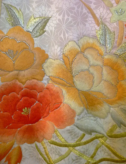 japanese kimono details of embroidery