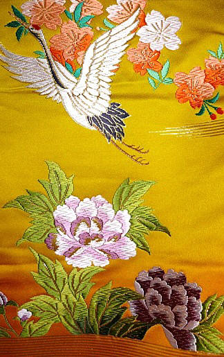 japanese  wedding kimono detail of fabric design