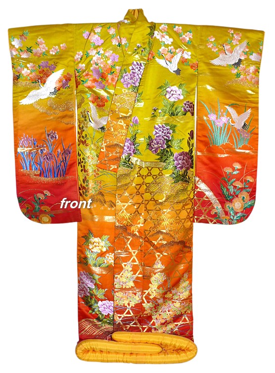 japanese wedding silk brocaded kimono, 1960's