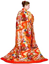 japanese silk brocaded wedding kimono, vintage